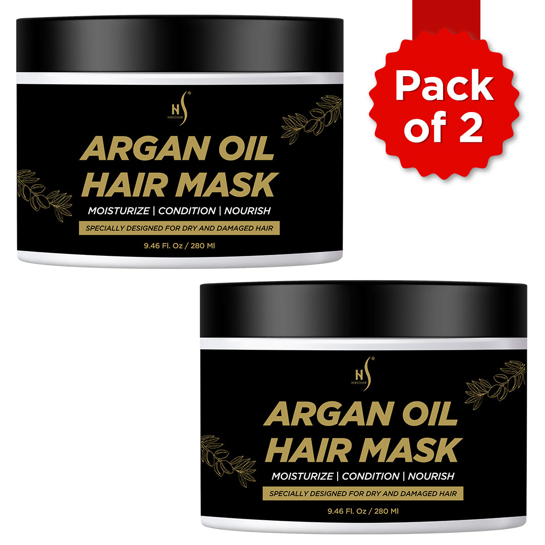 HerStyler Argan Oil Hair Mask - Deep Conditioning Mask For Frizzy Hair - Hair Mask For Dry Damaged Hair - 18 Fl.Oz. / 500 Ml - Pack of 2