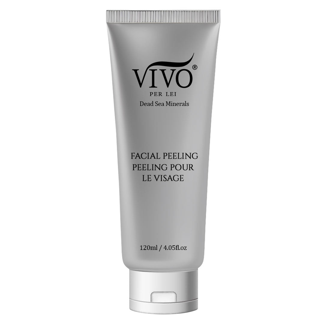 Vivo Per Lei Facial Peeling Gel Tube - Gentle Face Exfoliator Scrub and Blackhead Remover - Dead Sea Face Peeling Gel - 3.4 Fl. Oz.