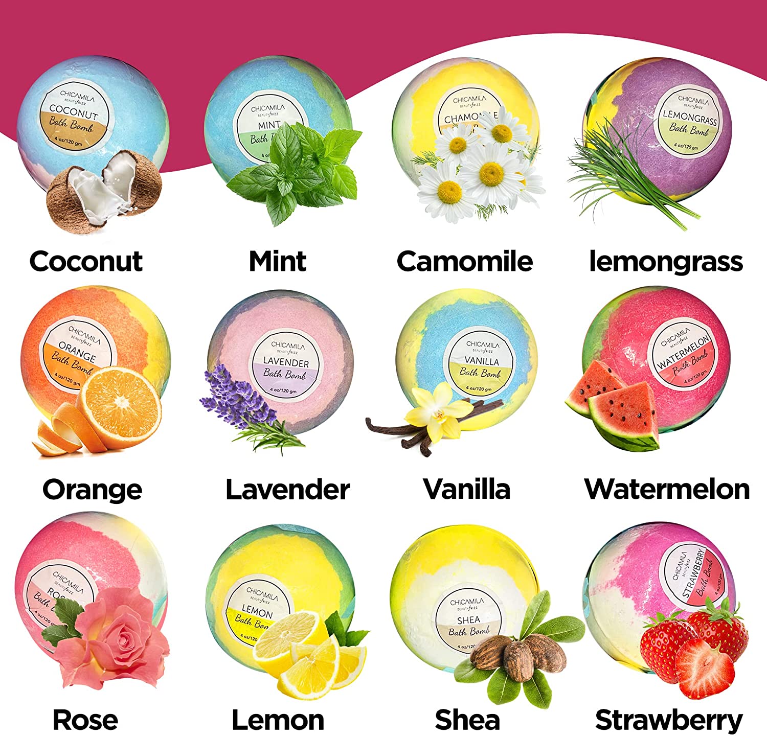 Chicamila Bath Bombs Gift Set Good for Holiday Christmas Thanksgiving Set of 12