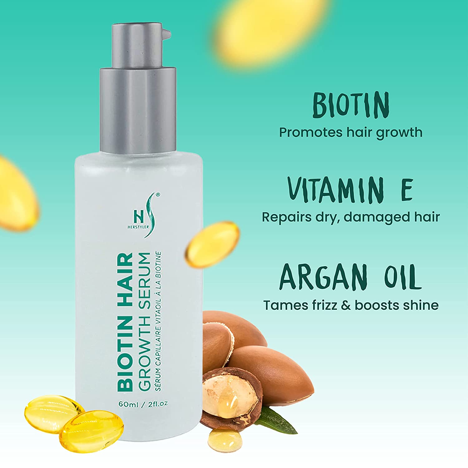 Herstyler Biotin Hair Growth Regrowth Thickening Serum for Dry Damaged Hair