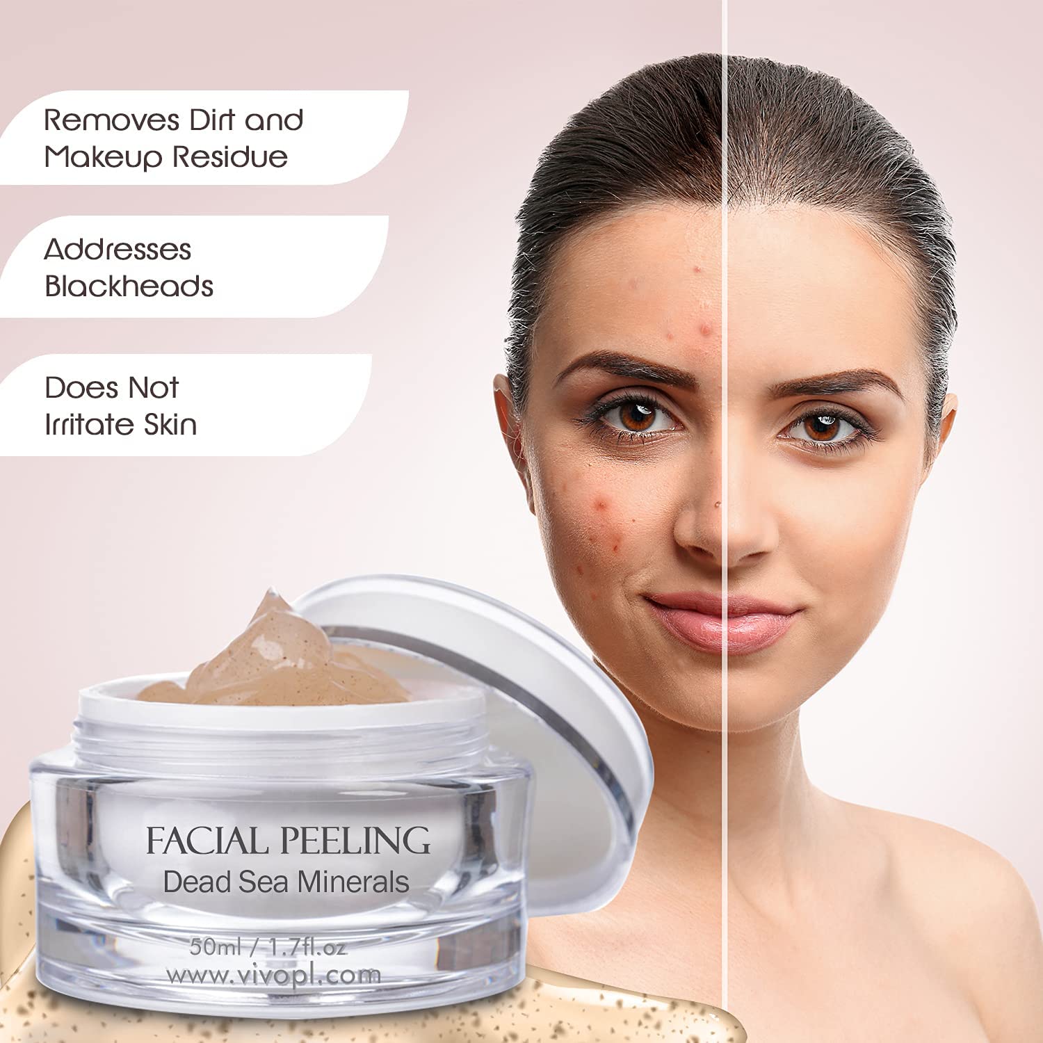 Vivo Per Lei Facial Peeling Gel - Face Peel with Dead Sea Minerals - Exfoliating Gel for Cleansing - Gentle Facial Scrub - 2 Pack