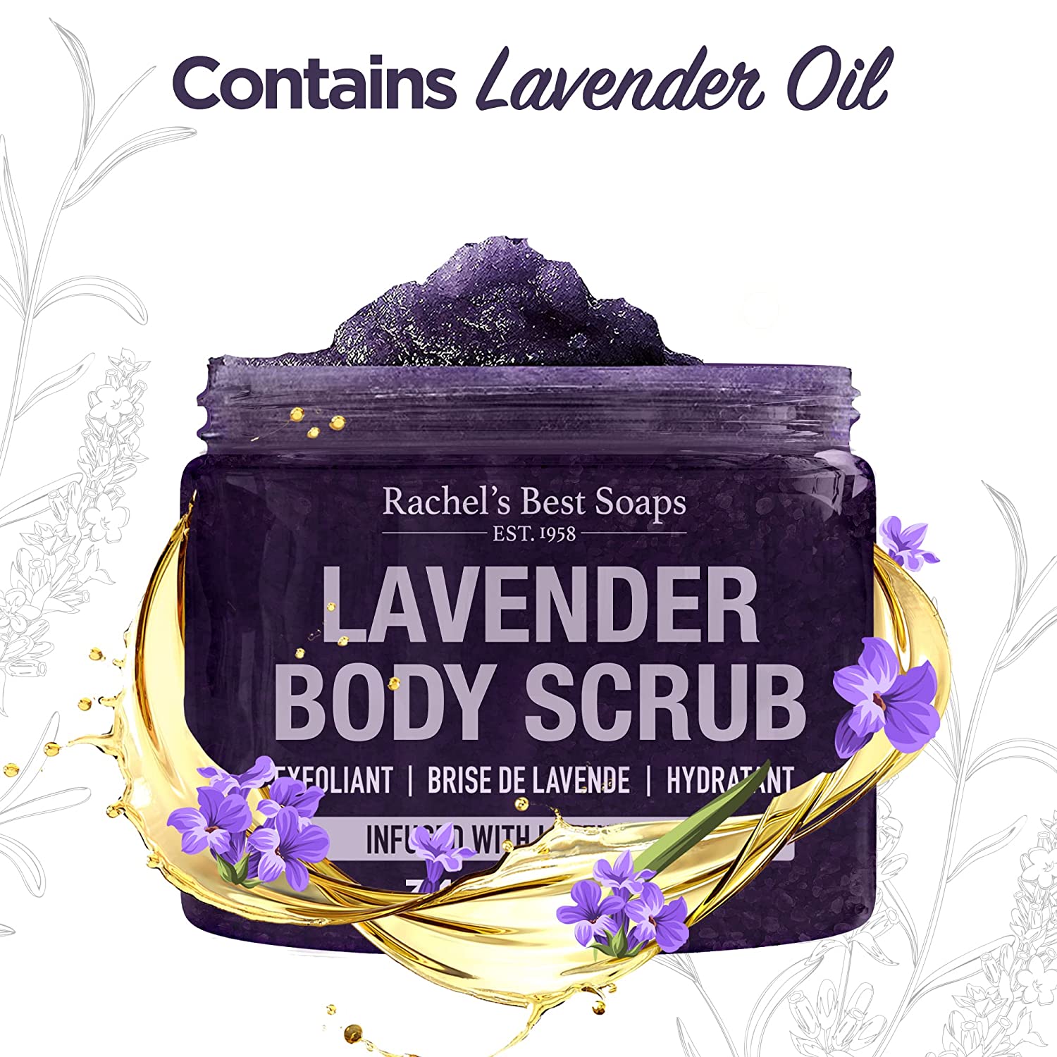 Lavender Sea Salt Exfoliating Hydrating Scrub With Shea Butter And Aloe Vera 12 OZ
