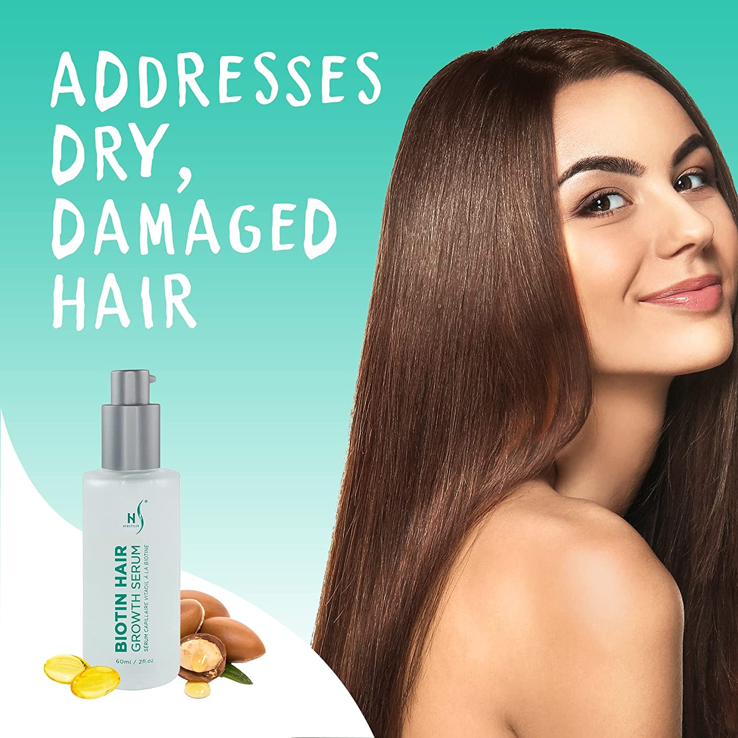 Herstyler Biotin Hair Growth Regrowth Thickening Serum for Dry Damaged Hair