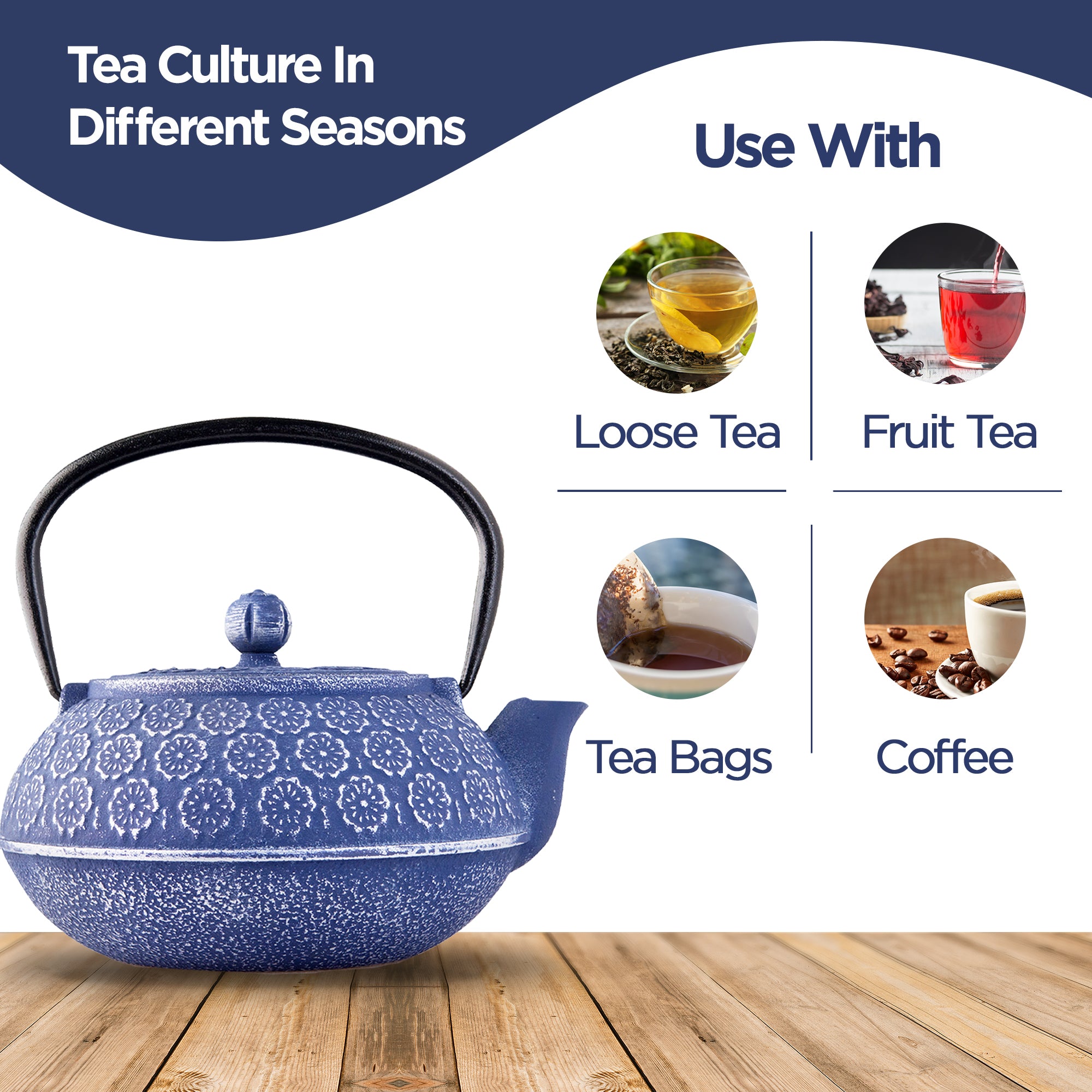Resveralife Lilac Blossom Cast Iron Teapot