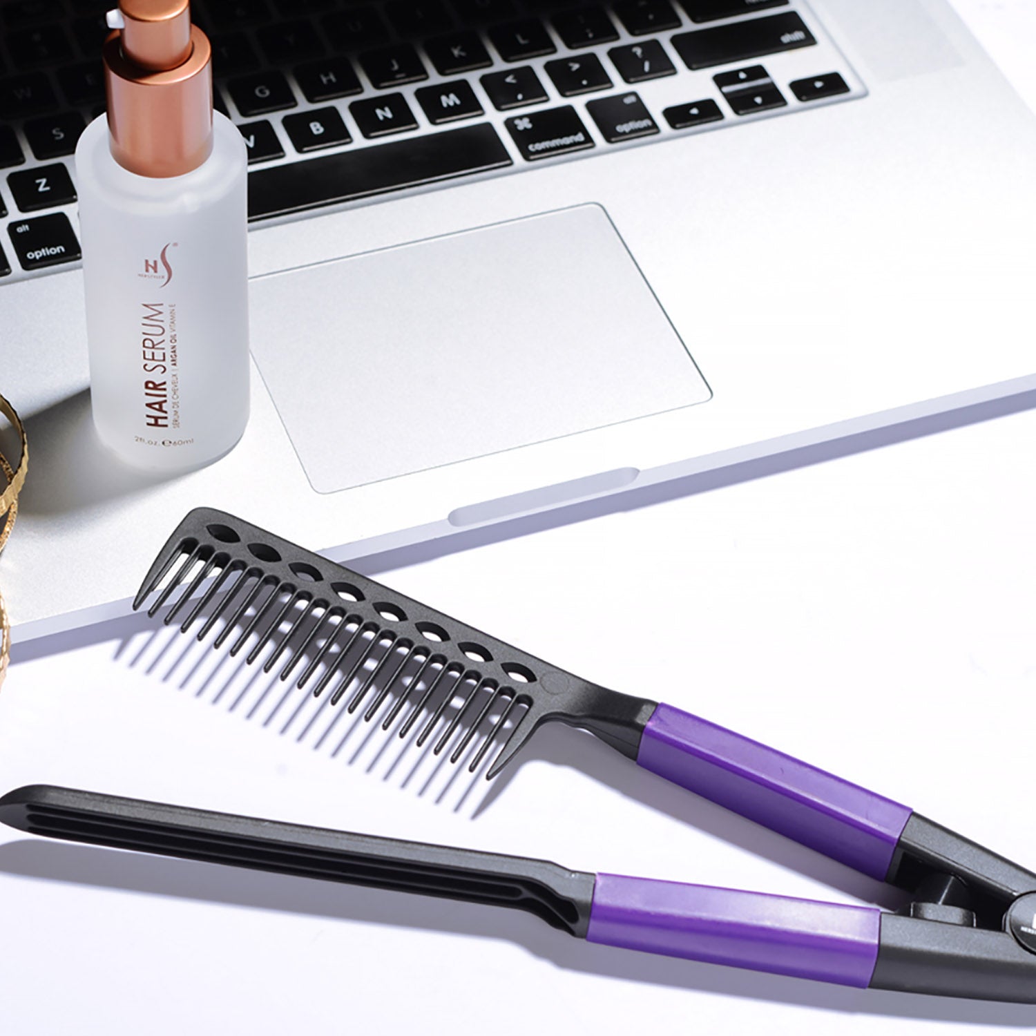 herstyler flat iron comb purple