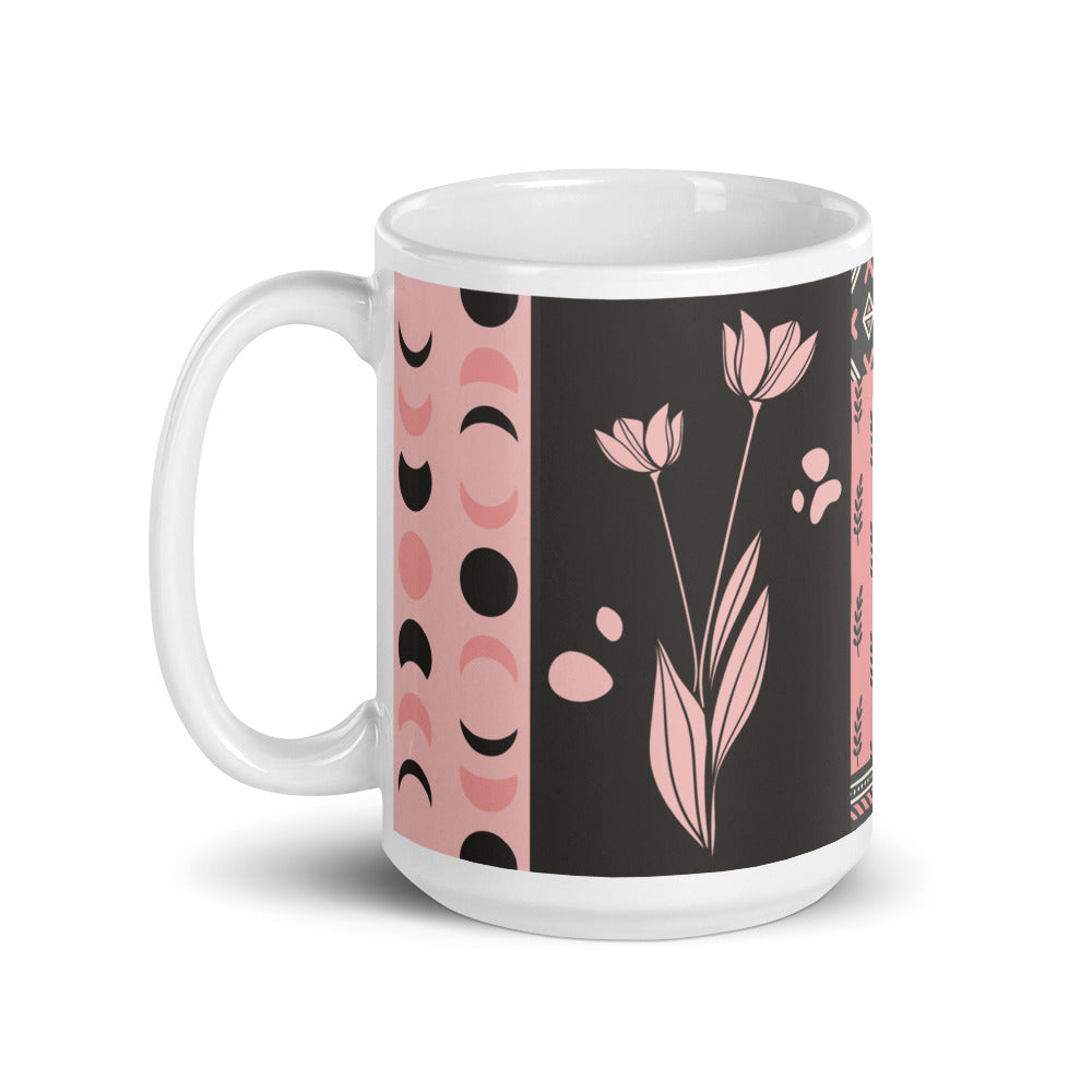 Petals in Black and Pink mug