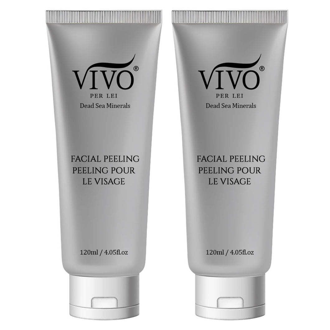 Vivo Per Lei Facial Peeling Gel Tube - Face Peel with Dead Sea Minerals - Exfoliating Gel for Cleansing - Gentle Facial Scrub - 2 Pack