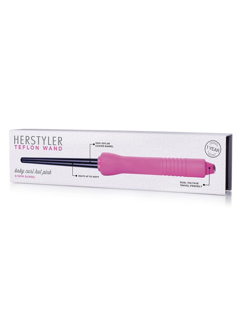 HerStyler Baby Curls Curling Wand for Long Lasting Curls - Pink