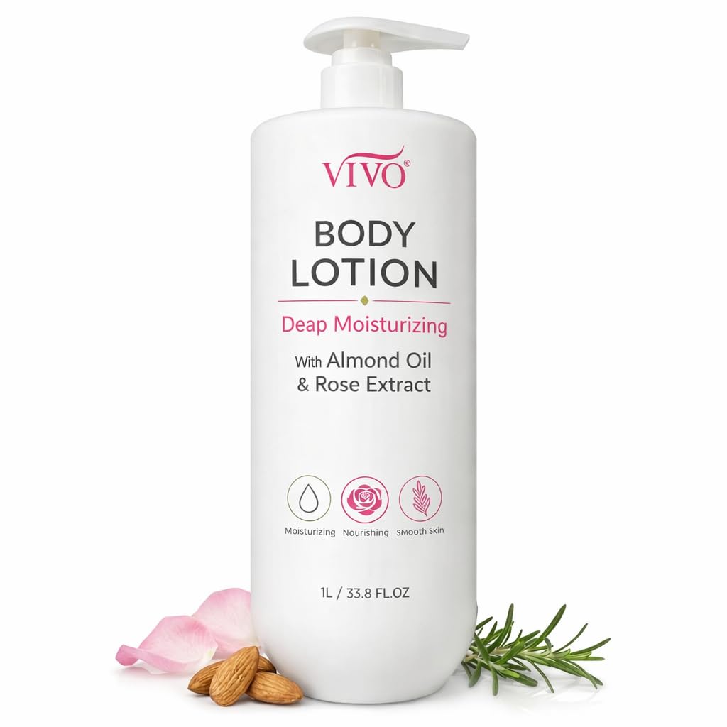 Vivo Per Lei Almond Oil Body Lotion - With Rose and Rosemary - Daily Moisturizer - 33.8 Fl. Oz