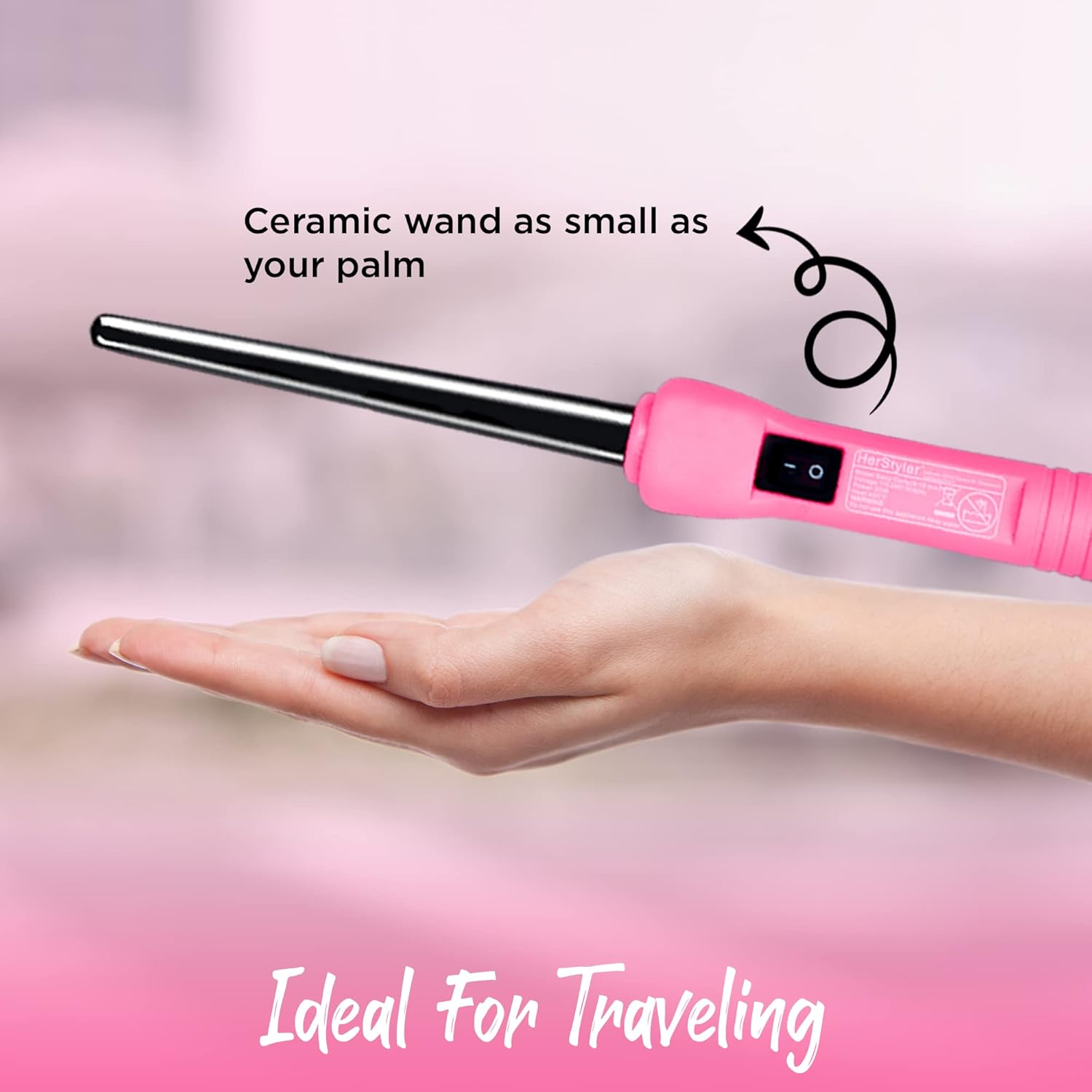 HerStyler Baby Curls Curling Wand for Long Lasting Curls - Pink