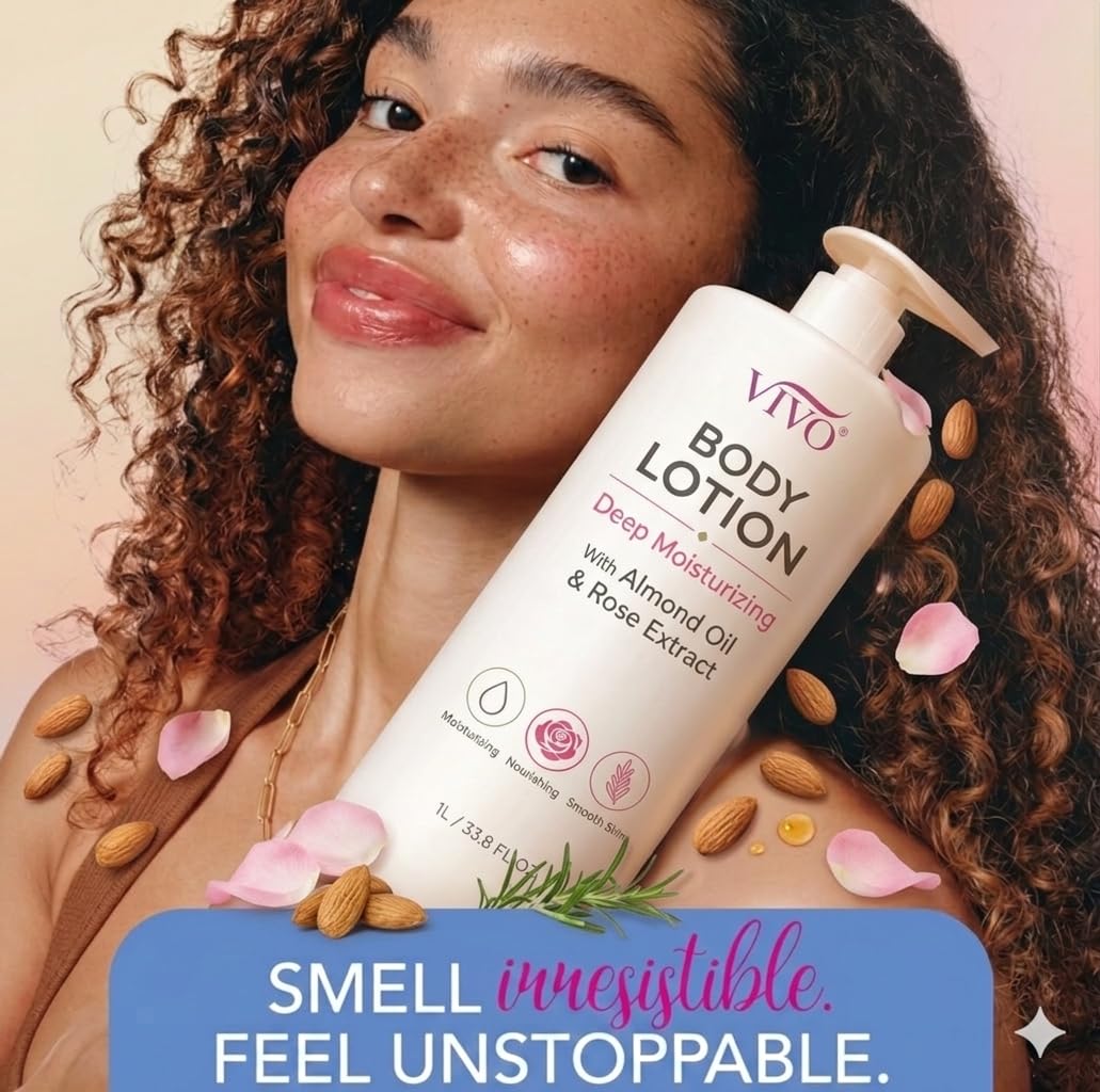 Vivo Per Lei Almond Oil Body Lotion - With Rose and Rosemary - Daily Moisturizer - 33.8 Fl. Oz