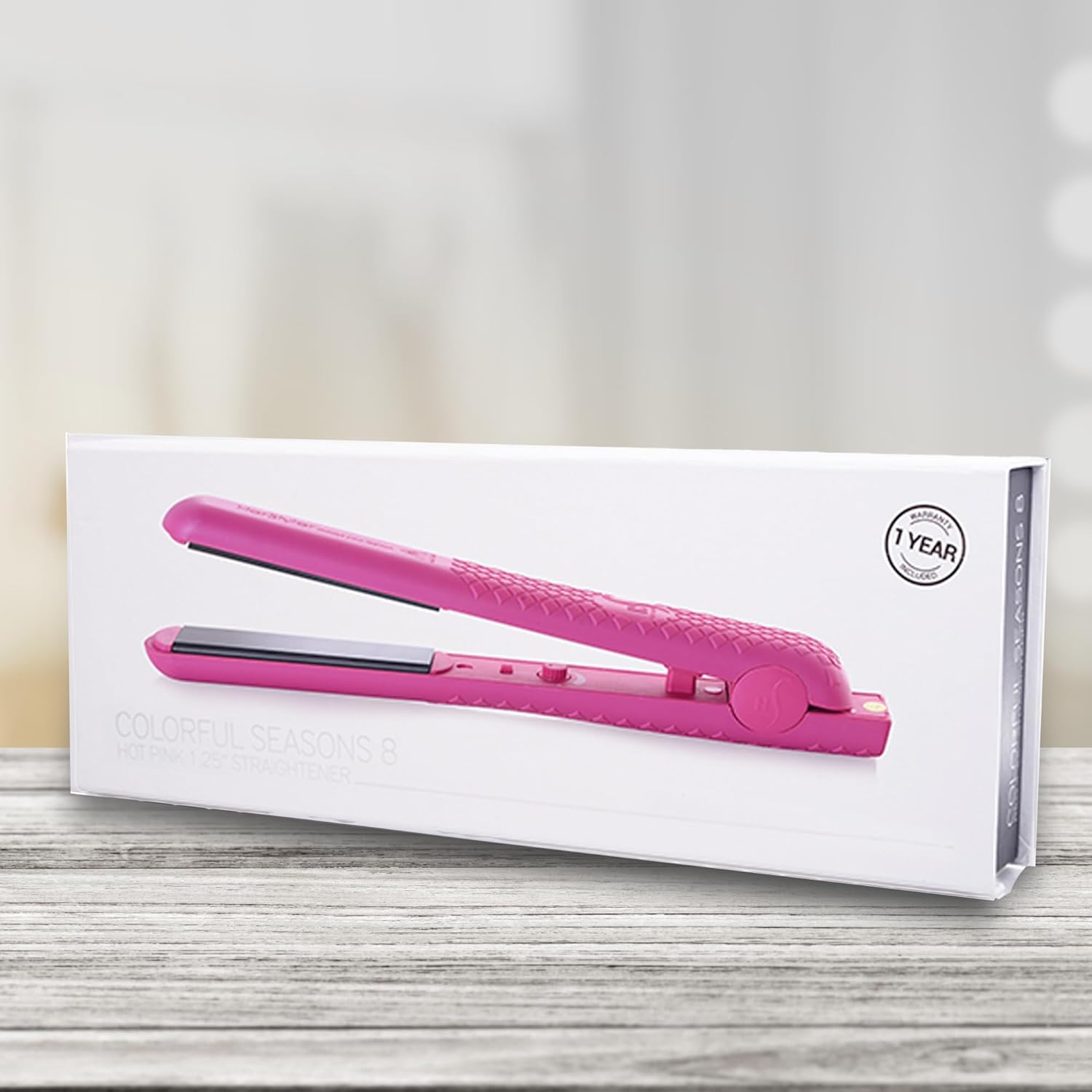 Herstyler Colorful Seasons Flat Iron - Travel Friendly Dual Voltage Flat Iron 1.25 inch - Ceramic Dual Voltage Hair Straightener - Pink Straightening Iron with Negative Ion Technology to Fight Frizz
