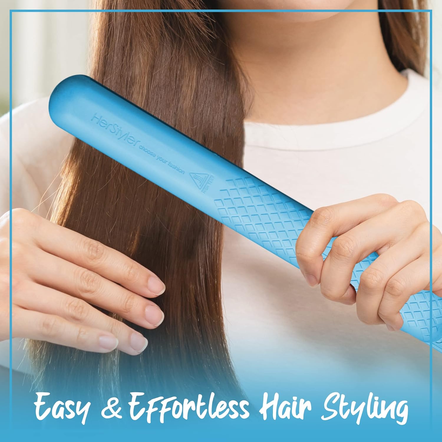 HerStyler Colorful Seasons Flat Iron for Smooth Sleek Hair - Blue