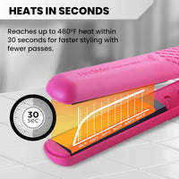 Herstyler Colorful Seasons Flat Iron - Travel Friendly Dual Voltage Flat Iron 1.25 inch - Ceramic Dual Voltage Hair Straightener - Pink Straightening Iron with Negative Ion Technology to Fight Frizz