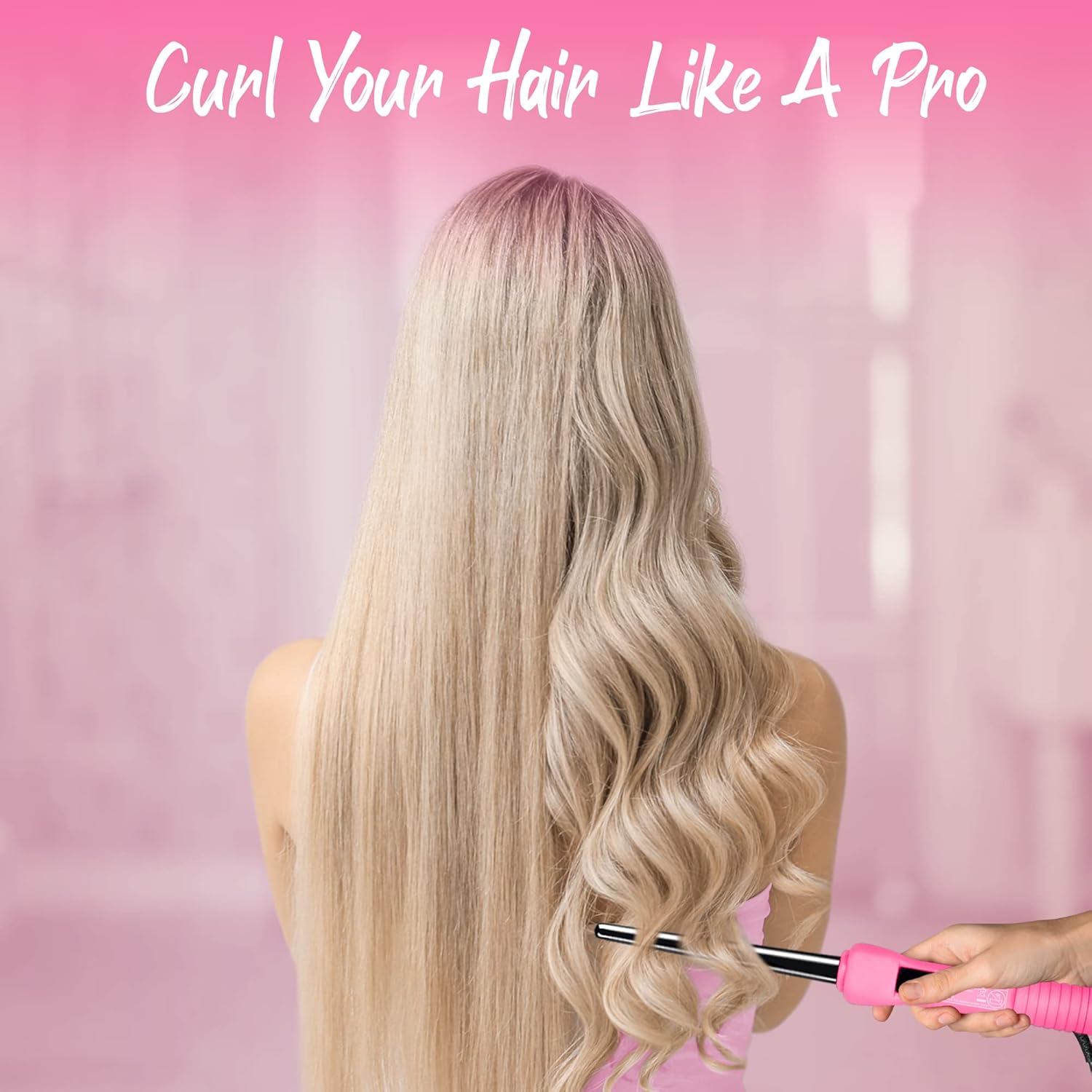 HerStyler Baby Curls Curling Wand for Long Lasting Curls - Pink
