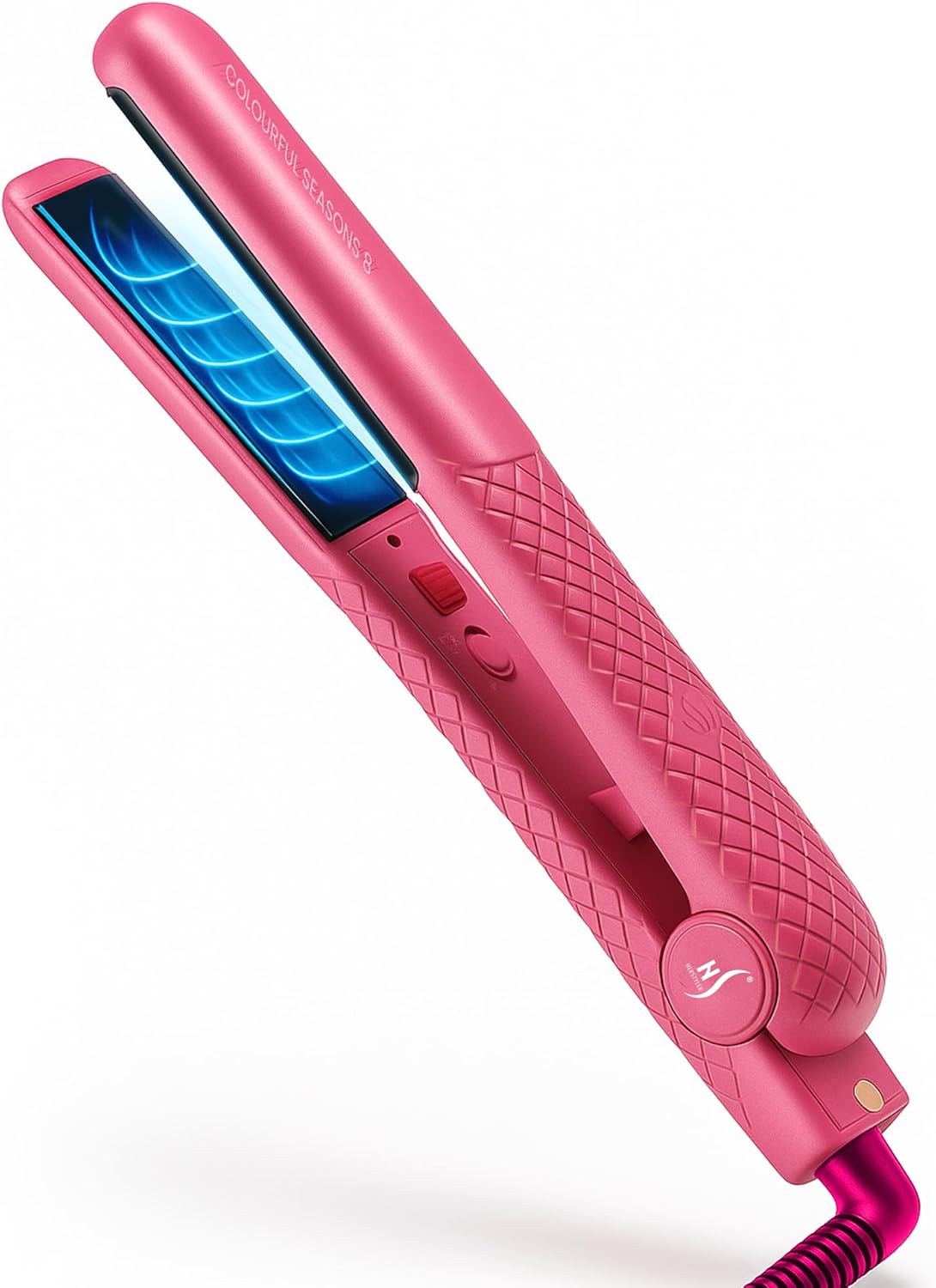 Herstyler Colorful Seasons Flat Iron - Travel Friendly Dual Voltage Flat Iron 1.25 inch - Ceramic Dual Voltage Hair Straightener - Pink Straightening Iron with Negative Ion Technology to Fight Frizz