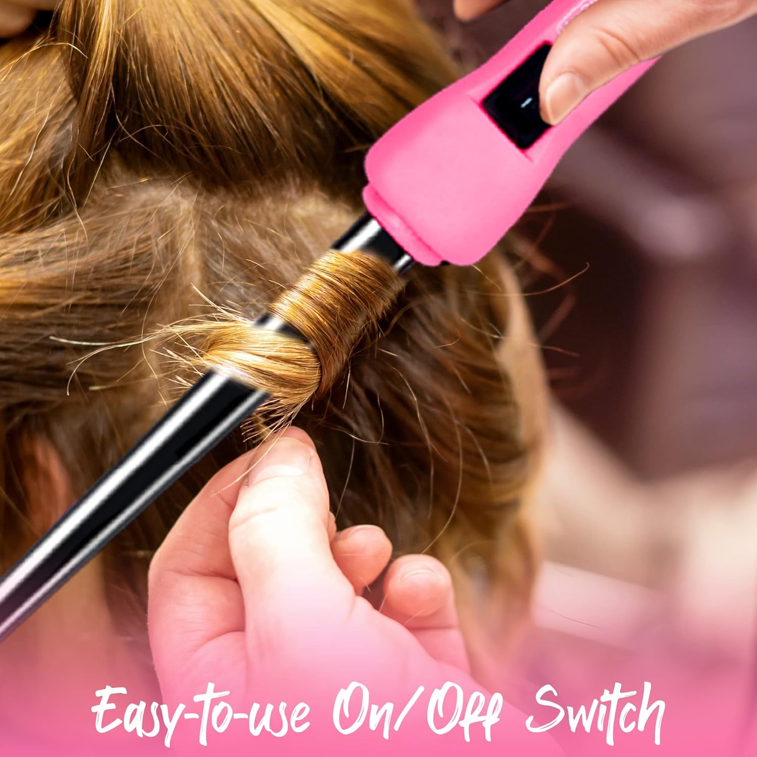 HerStyler Baby Curls Curling Wand for Long Lasting Curls - Pink