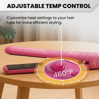 Herstyler Colorful Seasons Flat Iron - Travel Friendly Dual Voltage Flat Iron 1.25 inch - Ceramic Dual Voltage Hair Straightener - Pink Straightening Iron with Negative Ion Technology to Fight Frizz