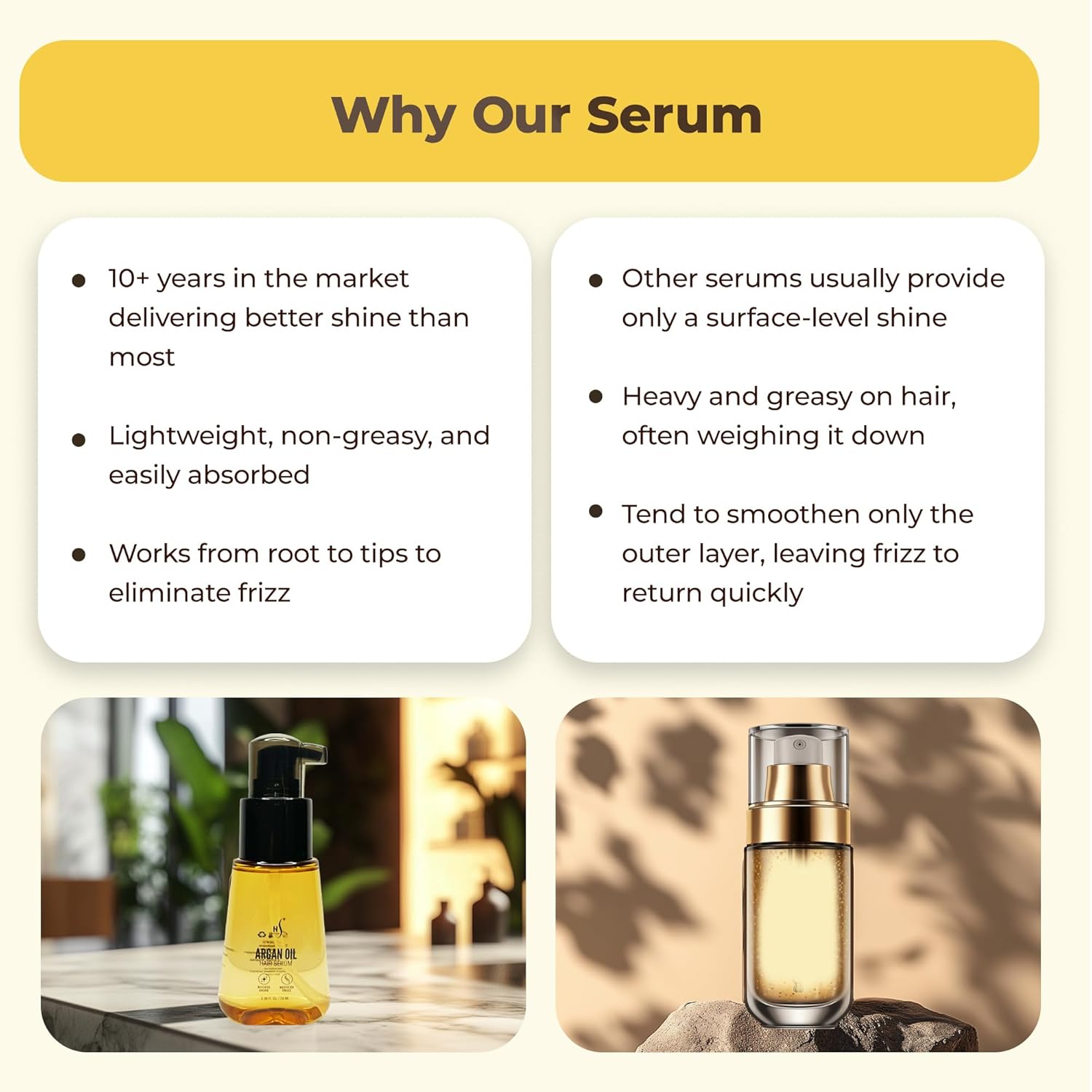 HerStyler Advanced Argan Oil Hair Serum - Frizzy Hair Serum with Vitamin E and Aloe Vera - 2.36 Fl Oz / 70 Ml