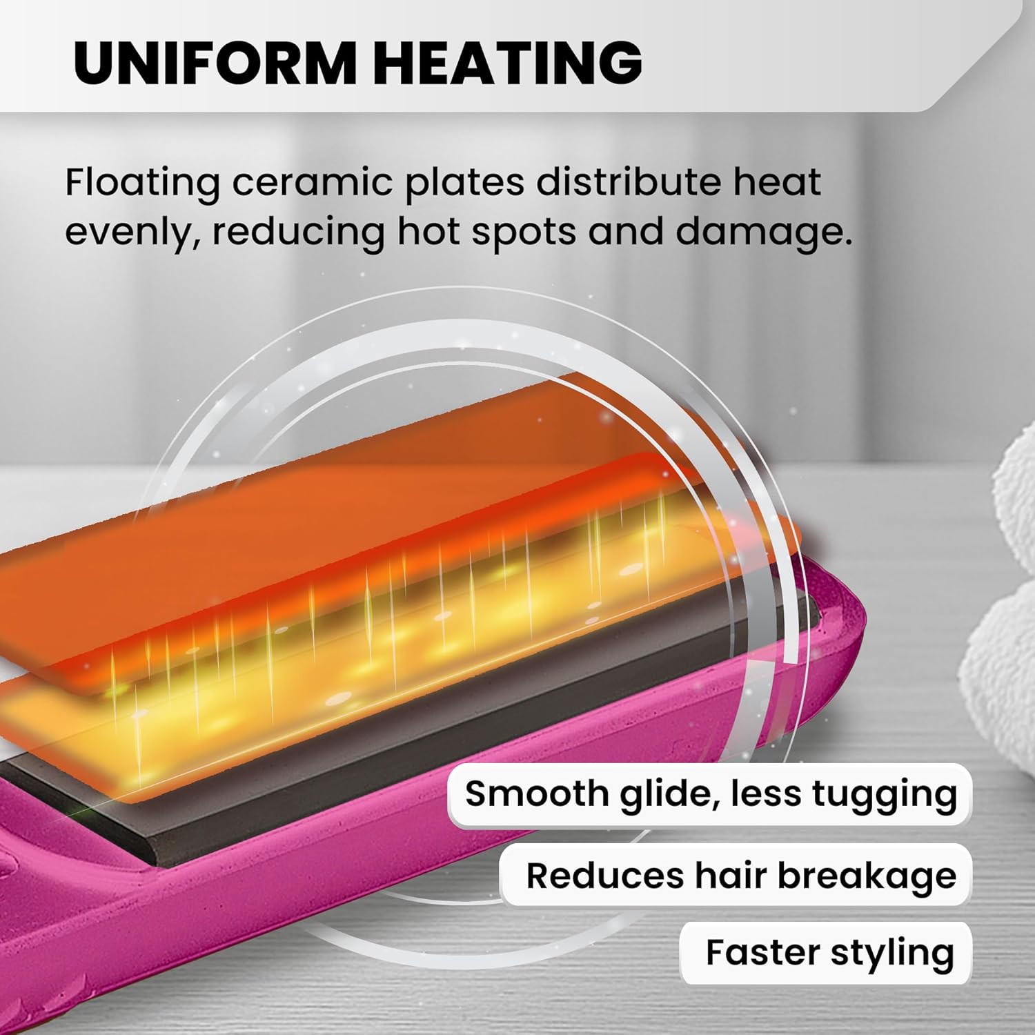 Herstyler Colorful Seasons Flat Iron - Travel Friendly Dual Voltage Flat Iron 1.25 inch - Ceramic Dual Voltage Hair Straightener - Pink Straightening Iron with Negative Ion Technology to Fight Frizz