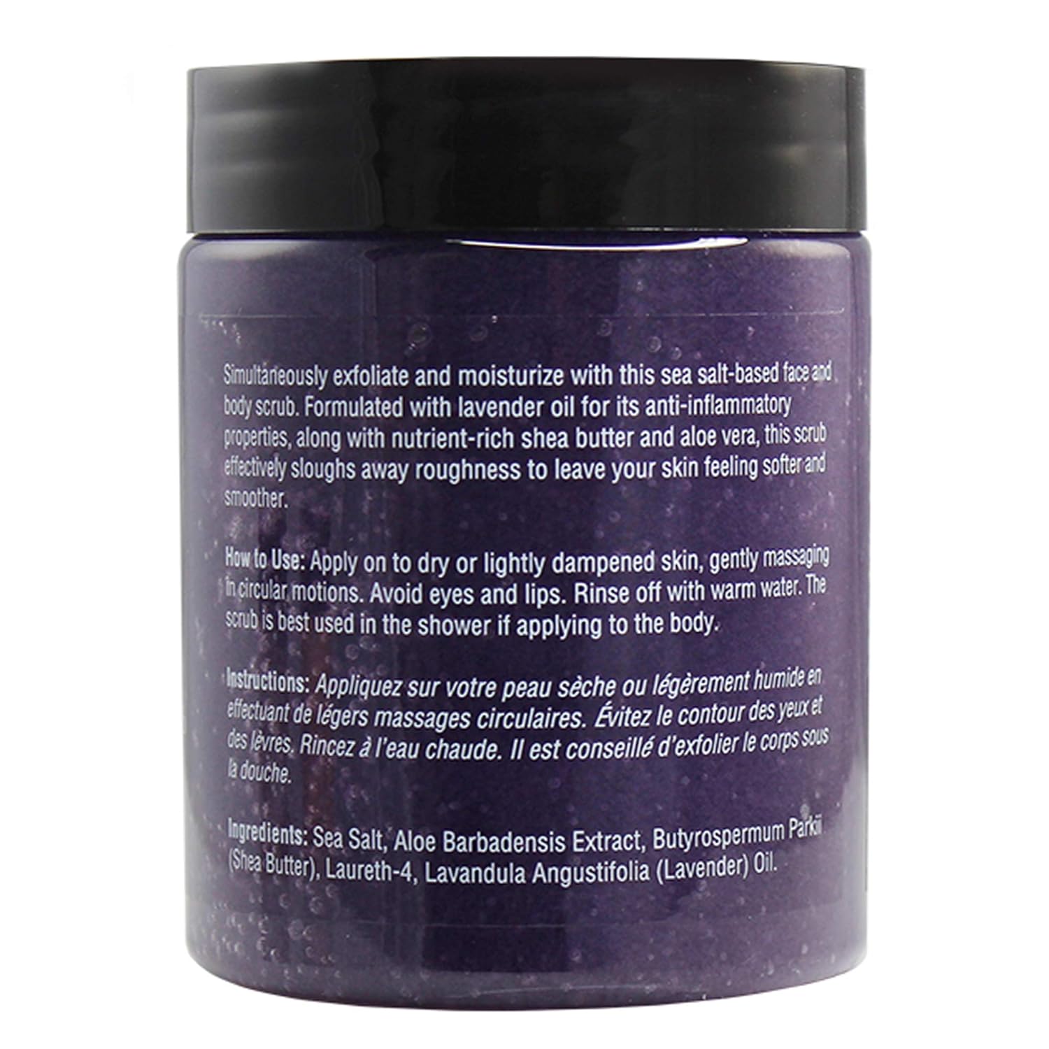 Lavender Sea Salt Exfoliating Hydrating Scrub With Shea Butter And Aloe Vera 12 OZ