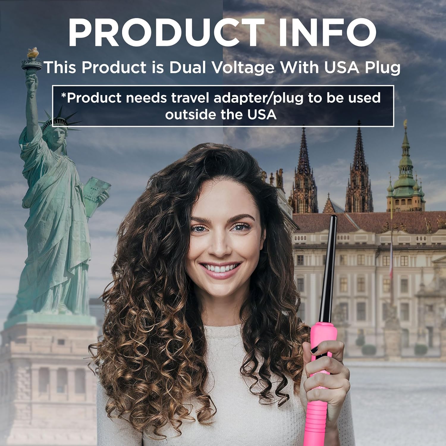 HerStyler Baby Curls Curling Wand for Long Lasting Curls - Pink