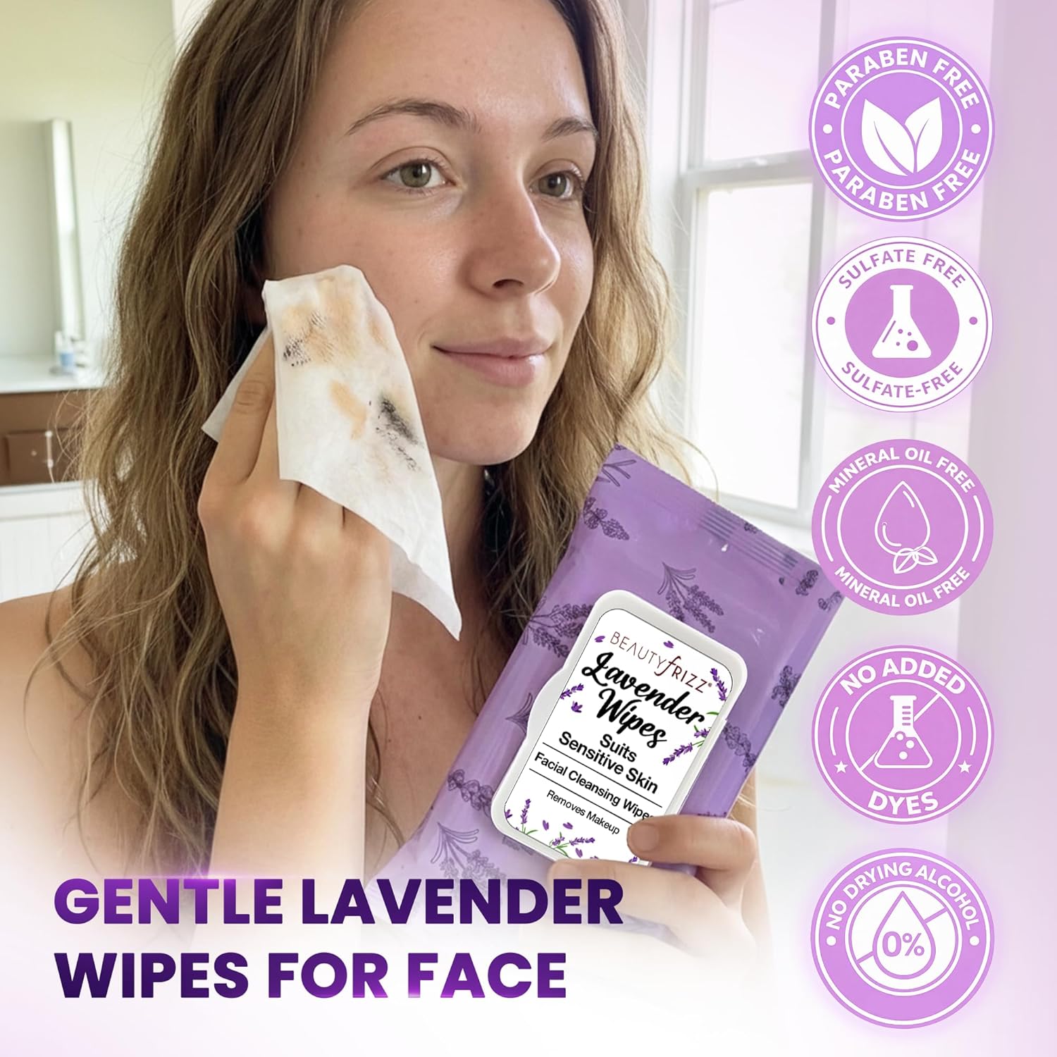 Beautyfrizz Lavender Facial Cleansing Wipes 120 sheets