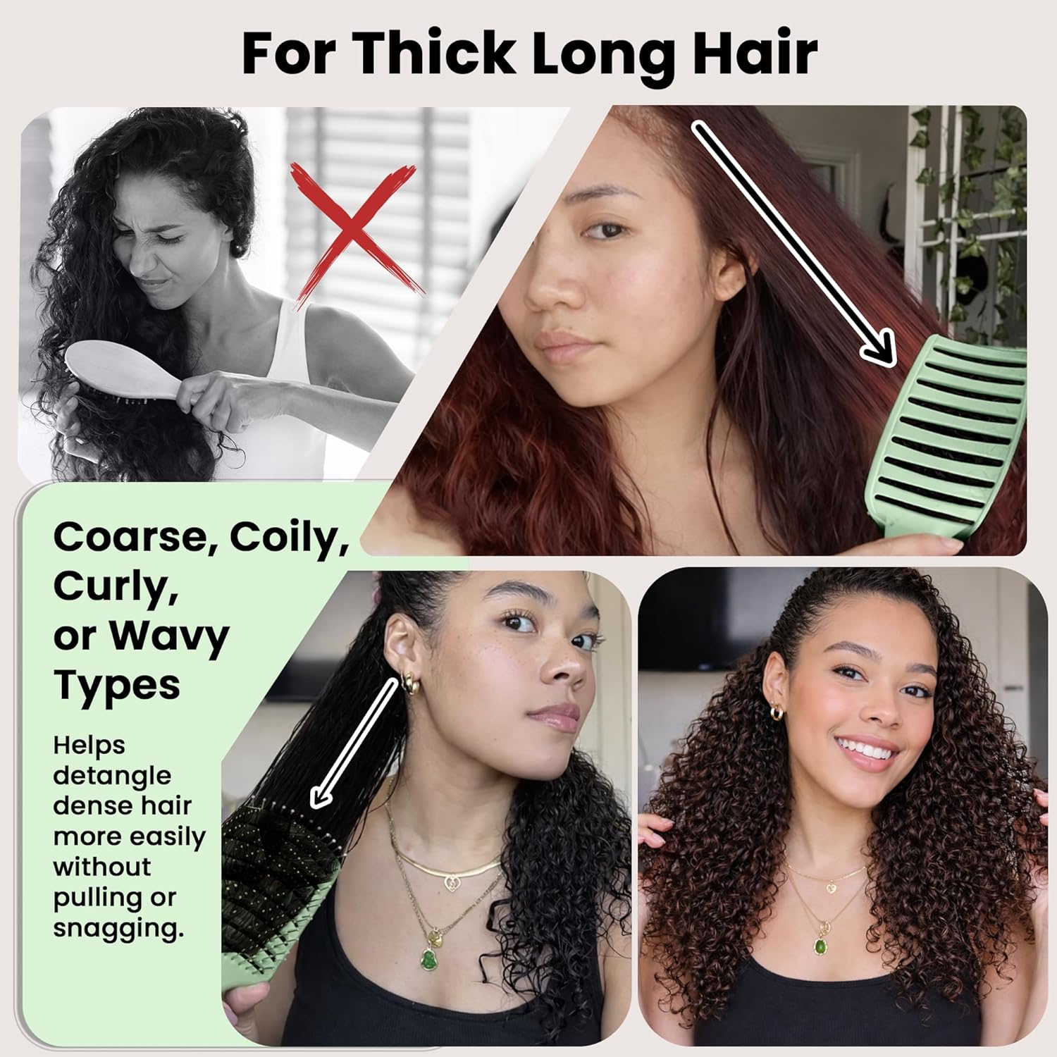 HerStyler Green Goddess Vented Hair Brush – Lightweight Detangling & Styling Brush – For Smooth,  Pack of 1
