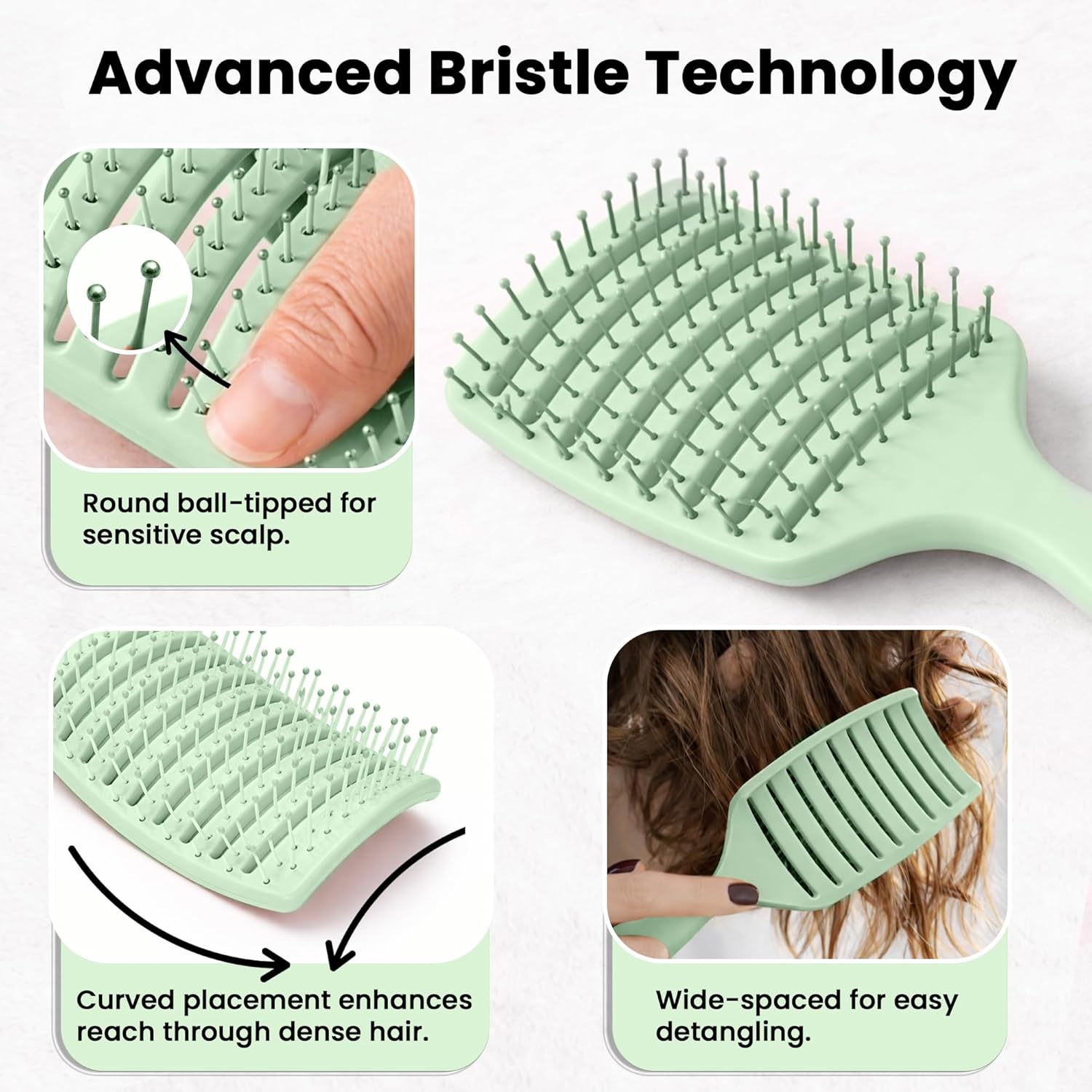 HerStyler Green Goddess Vented Hair Brush – Lightweight Detangling & Styling Brush – For Smooth,  Pack of 1