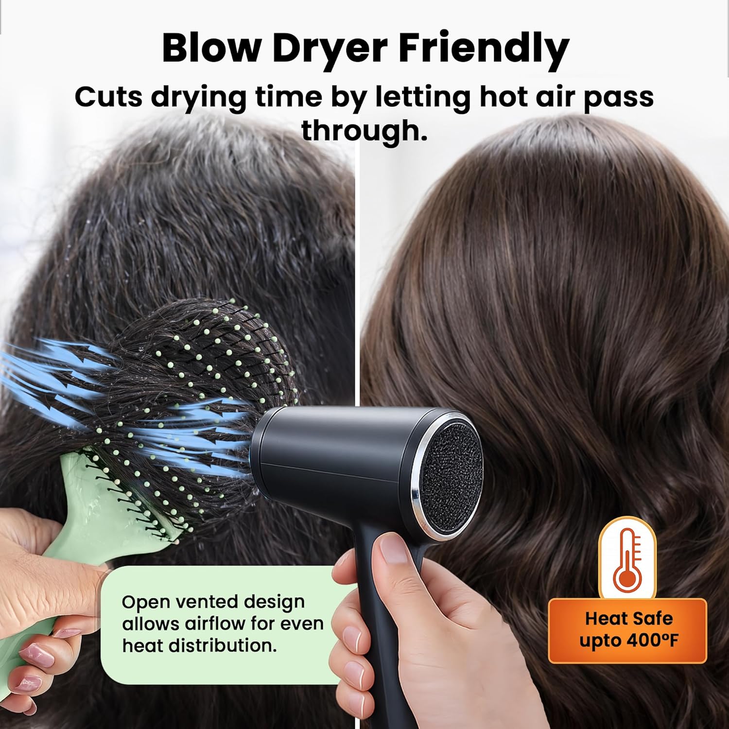 HerStyler Green Goddess Vented Hair Brush – Lightweight Detangling & Styling Brush – For Smooth,  Pack of 1