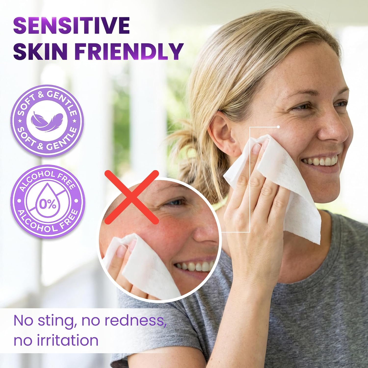BeautyFrizz Lavender Facial Cleansing Wipes for Everyday Use 120 sheets