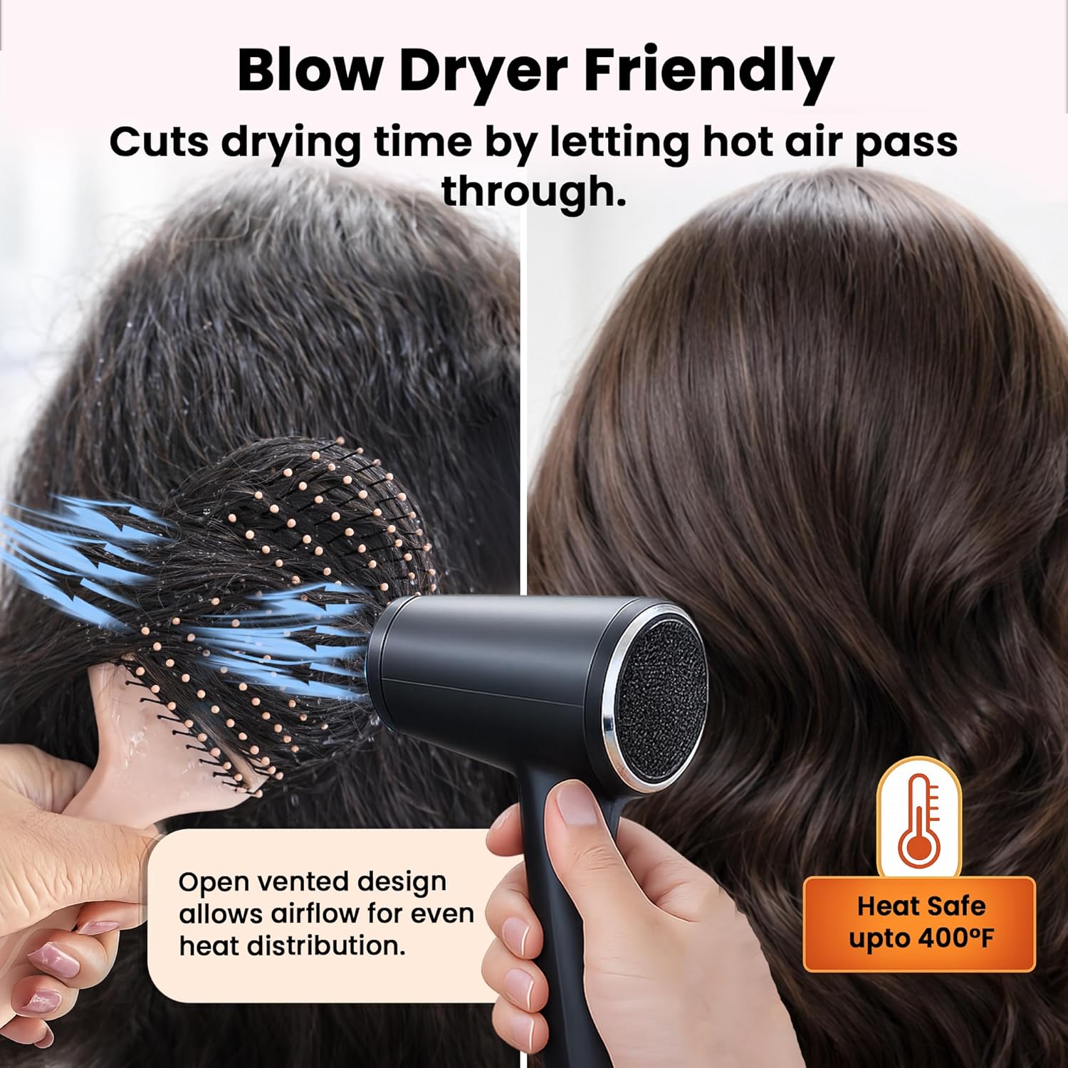 HerStyler Rosy Roots Vented Hair Brush – Lightweight Detangling & Styling Brush – For Smooth,  Pack of 1