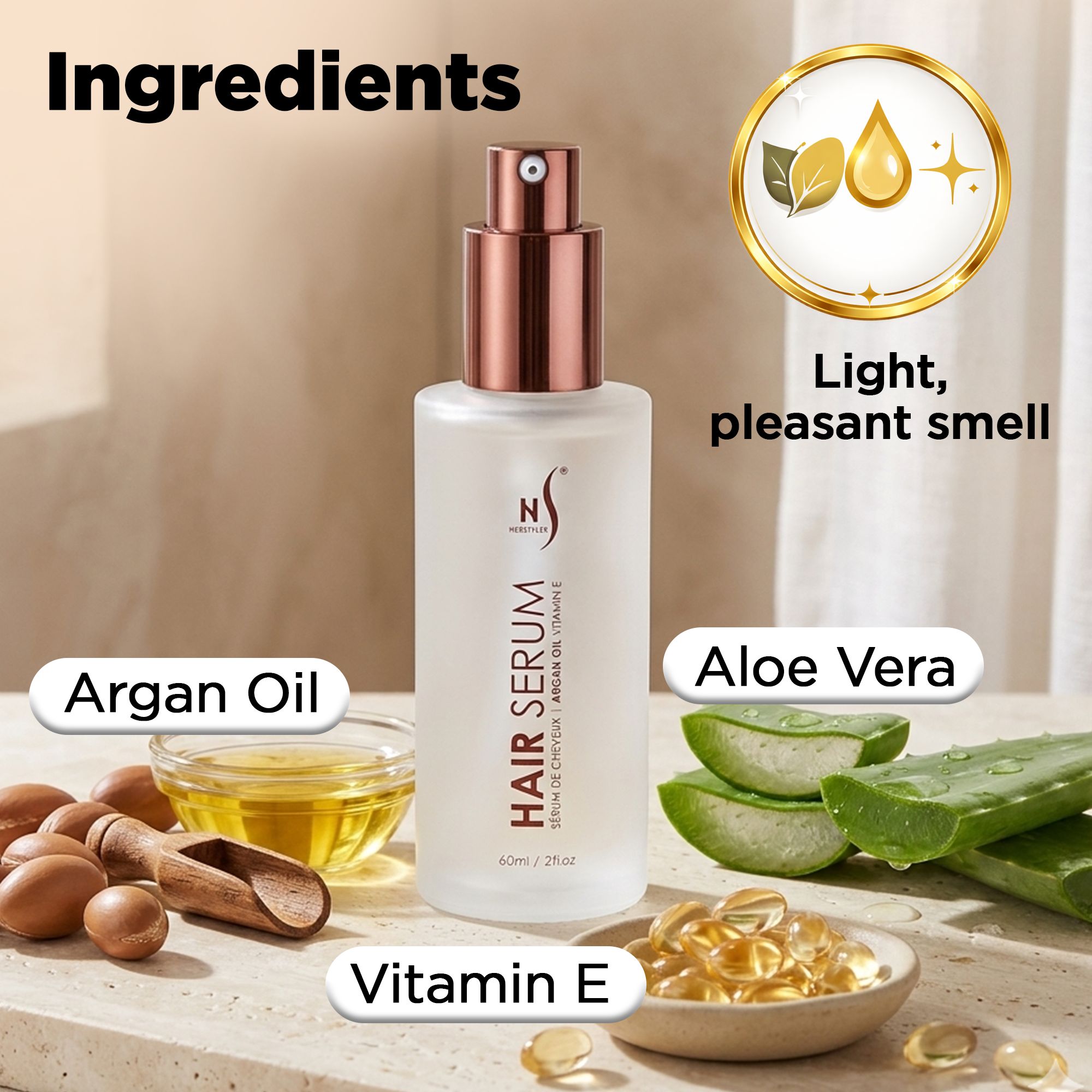 HerStyler Argan Oil Hair Serum for Shine and Smoothness - 60ml