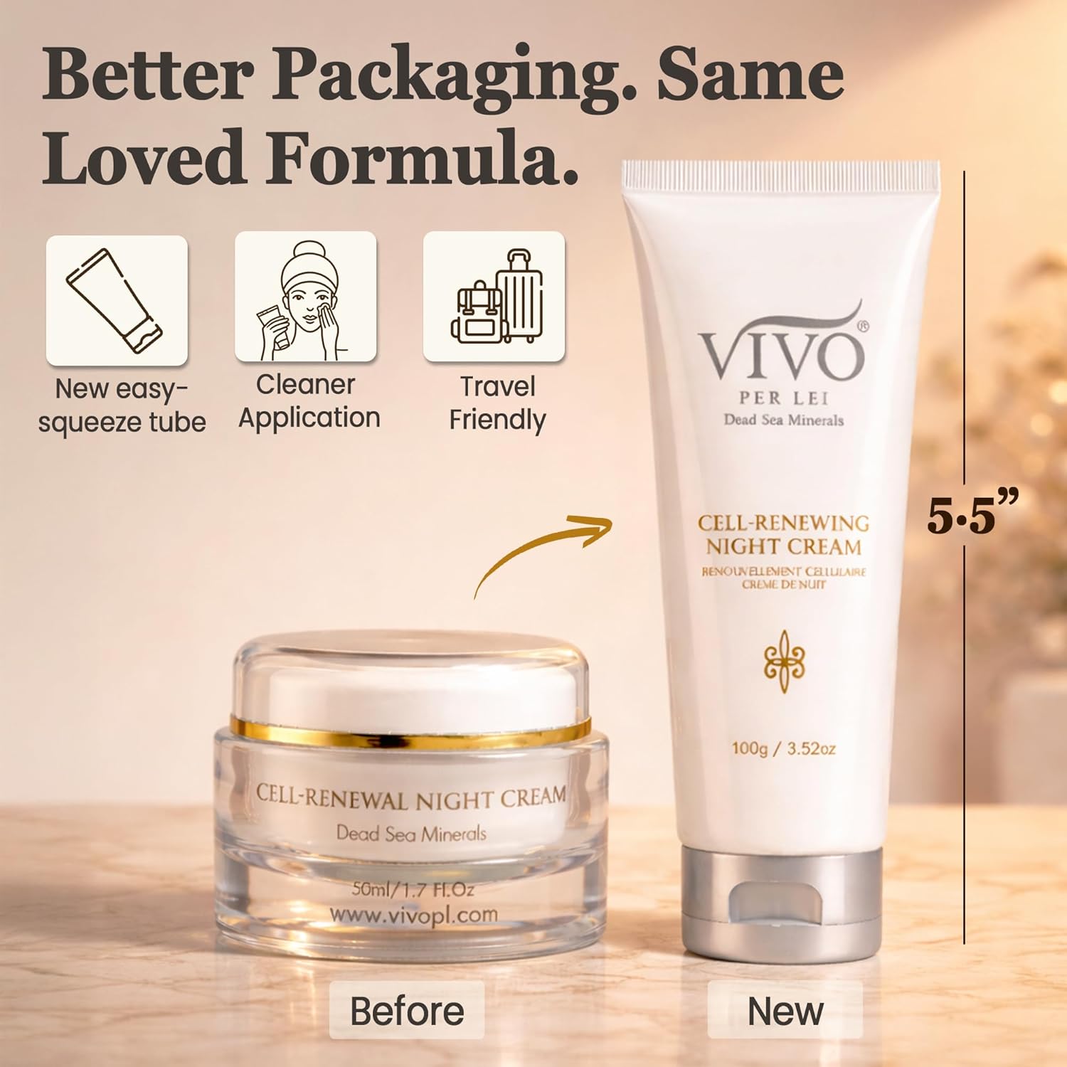 Vivo Per Lei Dead Sea Night Hydrating Cream Anti-Aging Firming Face Moisturizer 2 pack