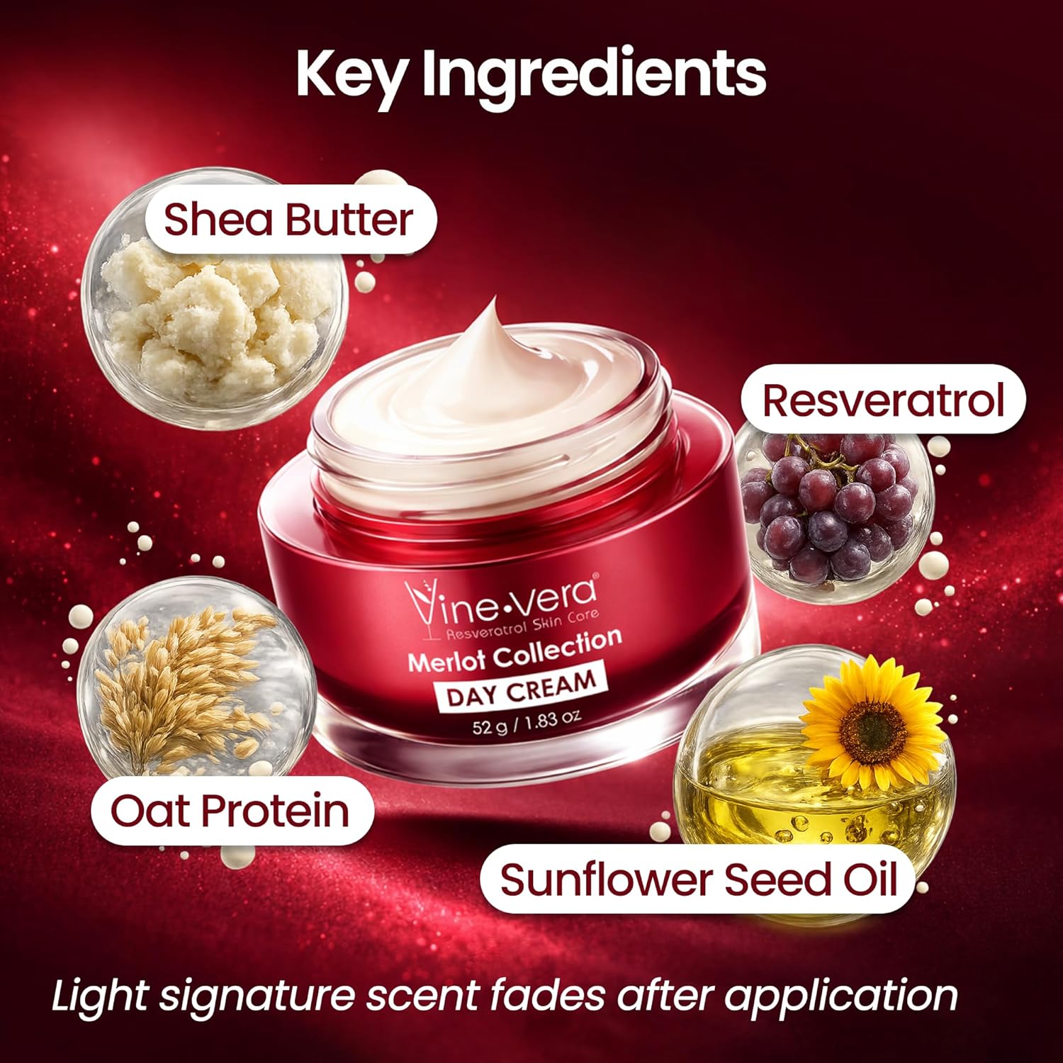 Vine Vera Merlot Moisture Day Cream for Face, Daily Moisture - 1.69 fl. oz