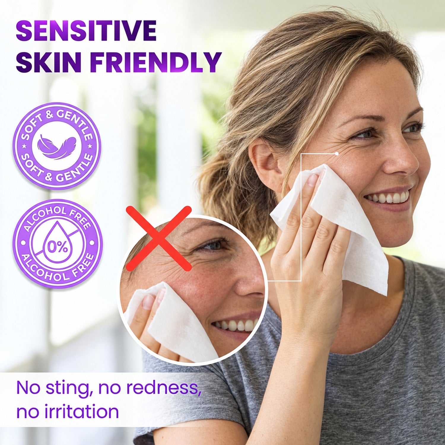BeautyFrizz Lavender Facial Cleansing Wipes for Everyday Use 120 sheets