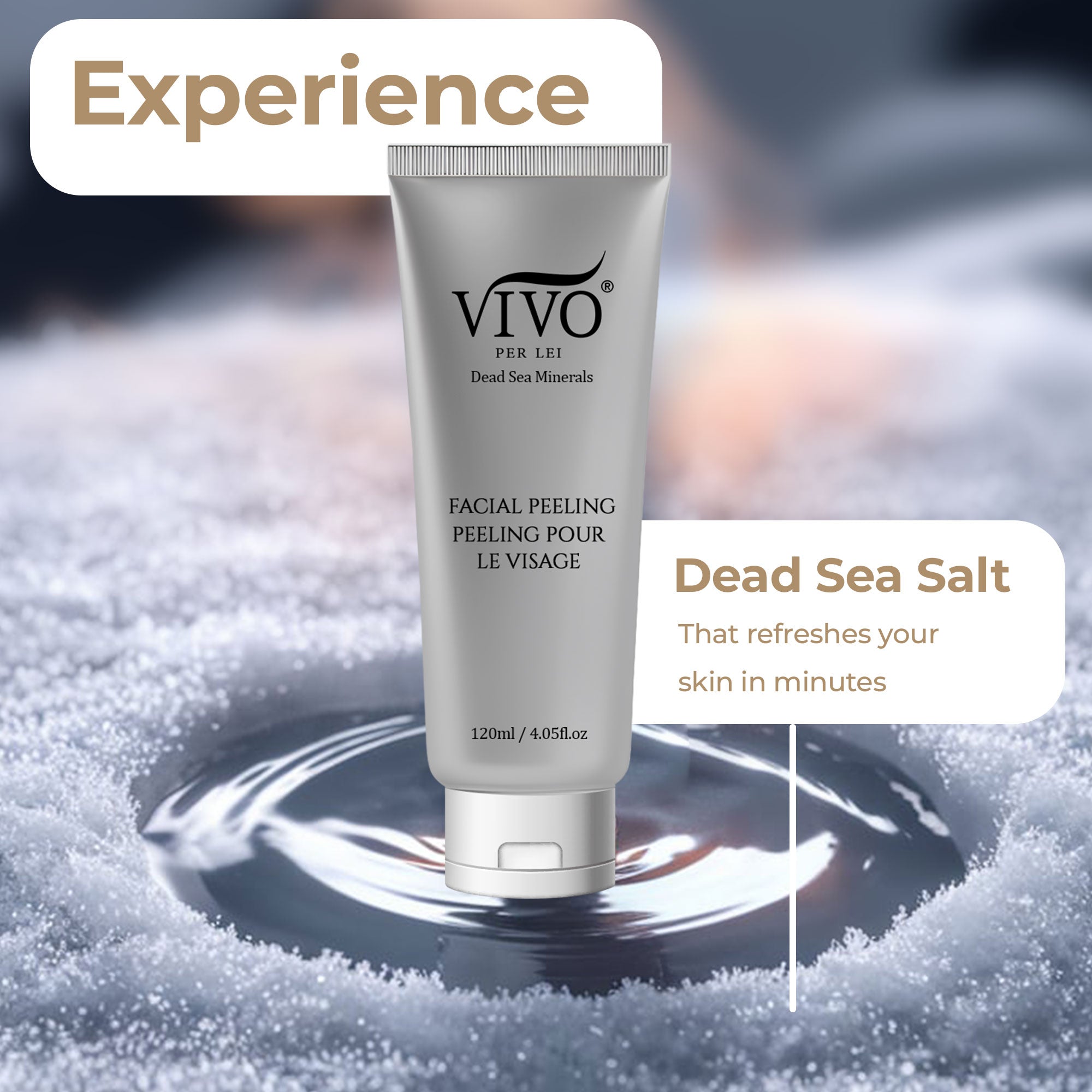 Vivo Per Lei Facial Peeling Gel Tube - Face Peel with Dead Sea Minerals - Exfoliating Gel for Cleansing - Gentle Facial Scrub - 2 Pack