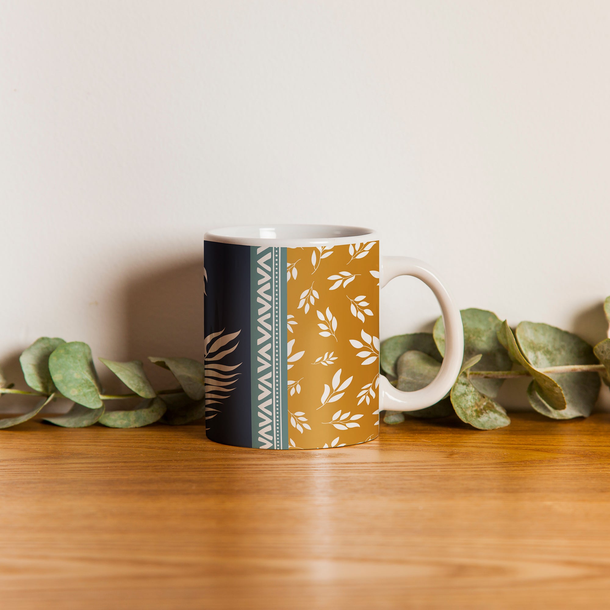 Feathers and Flowers Printed mug