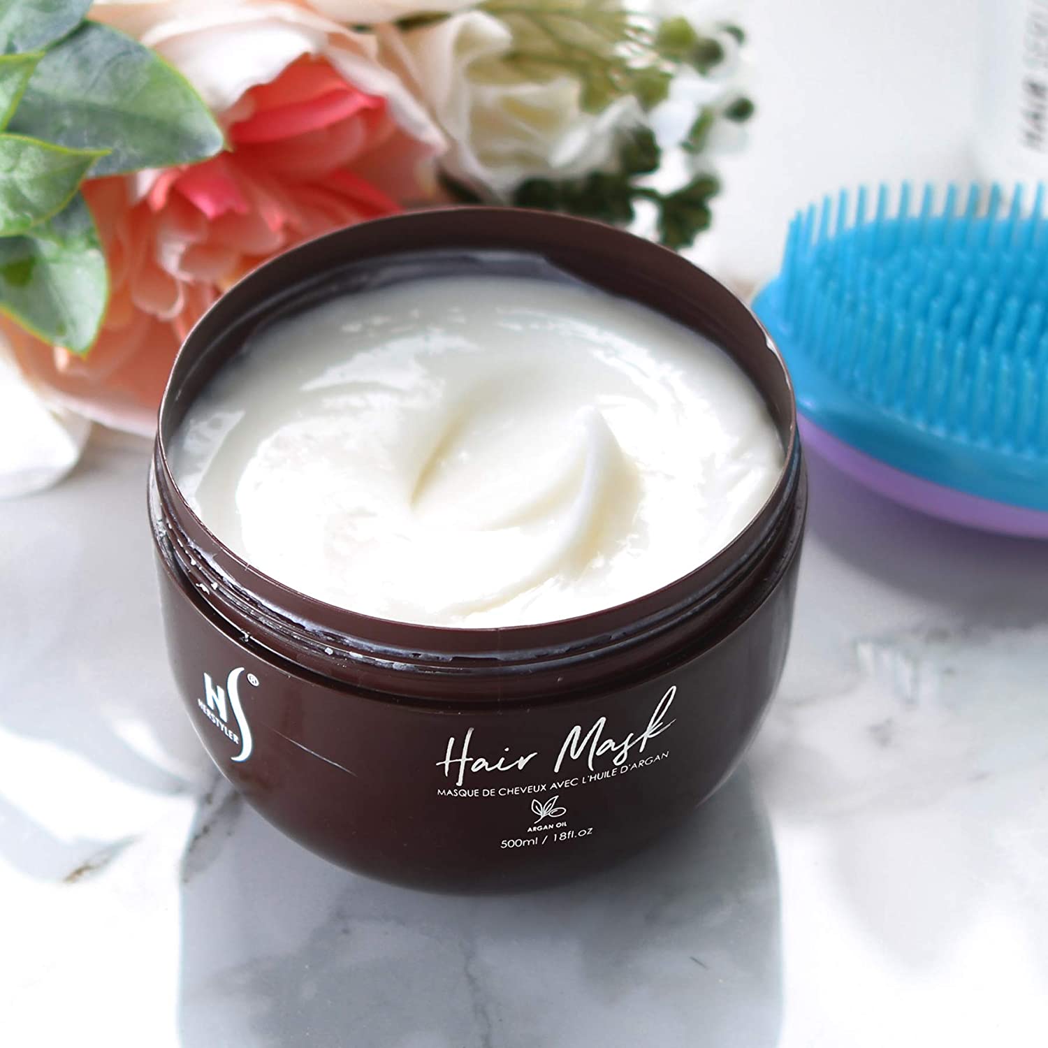 Herstyler Argan Oil Hair Mask - Deep Conditioning Hair Mask For Dry Damaged Hair - Anti-Frizz Hair Mask - 18 Fl. Oz. / 500 Ml