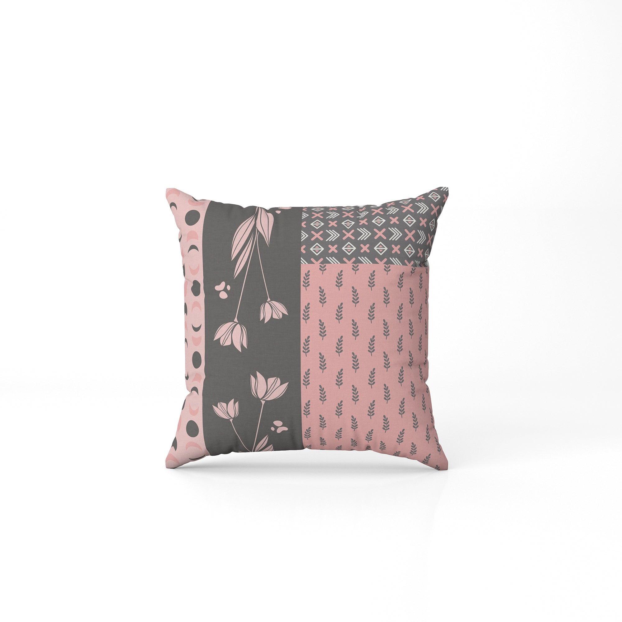 Petals in Gray and Pink Pillow Cover