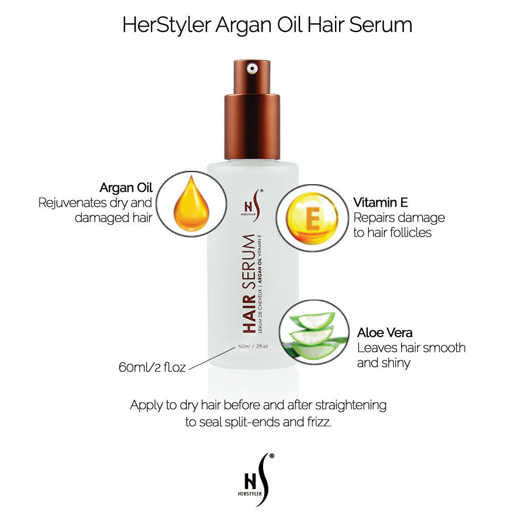 Herstyler Protective Hair Serum and Argan Oil Aloe Vera Extract 60ml Pack of 2