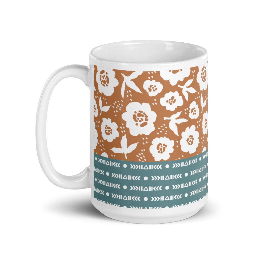 Feathers and Flowers Printed mug